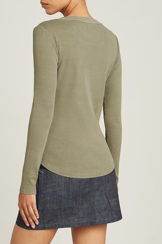 T-shirt slim em algodão biológico Overdyed - Verde