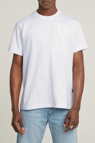 T-shirt loose em algodão biológico Outdoor Woven Pocket - Branco