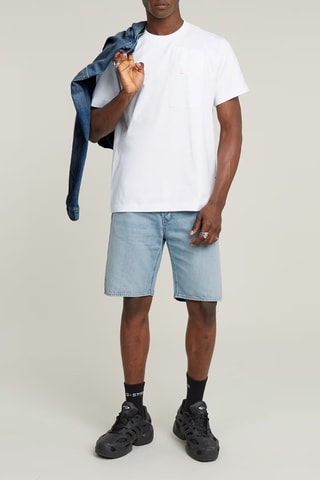 T-shirt loose em algodão biológico Outdoor Woven Pocket - Branco