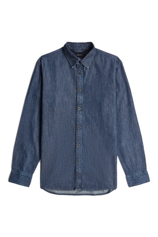 Camisa regular de ganga Clean - Azul-escuro