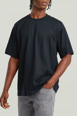 T-shirt loose em algodão biológico Loose Boxy - Azul-escuro