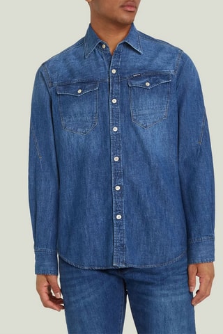Camisa slim de ganga Arc 3d - Azul