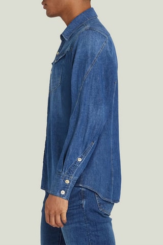 Camisa slim de ganga Arc 3d - Azul