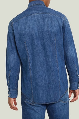 Camisa slim de ganga Arc 3d - Azul