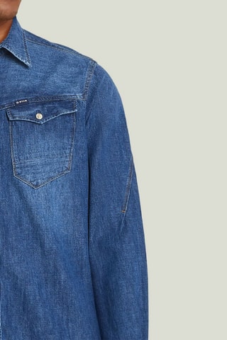 Camisa slim de ganga Arc 3d - Azul