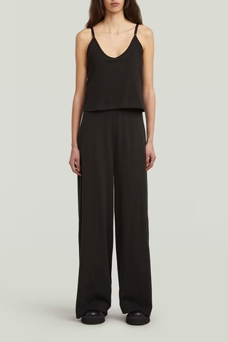 Macacão regular em algodão biológico Spaghetti Strap Loose - Preto