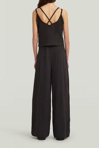 Macacão regular em algodão biológico Spaghetti Strap Loose - Preto