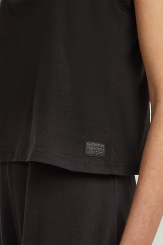 Macacão regular em algodão biológico Spaghetti Strap Loose - Preto