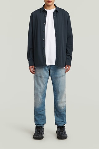 Camisa straight em algodão biológico Jersey - Azul-escuro