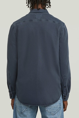 Camisa straight em algodão biológico Jersey - Azul
