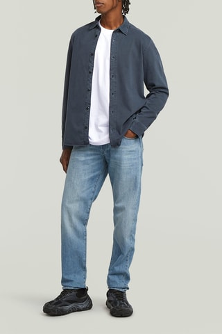 Camisa straight em algodão biológico Jersey - Azul