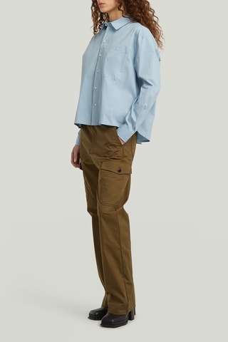 Camisa loose em algodão biológico BF - Azul-claro