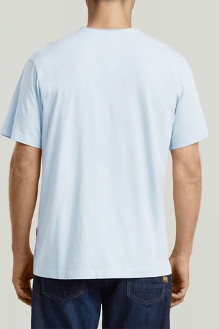 T-shirt regular em algodão biológico Essential Raw Neck - Azul-claro