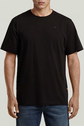 T-shirt regular em algodão biológico Essential Raw Neck - Preto