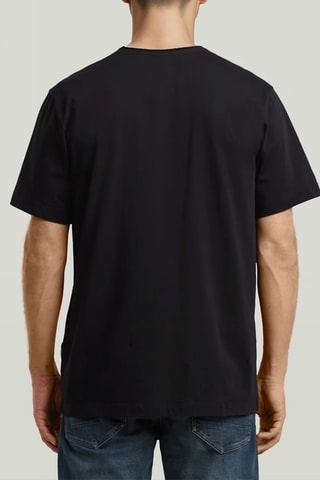 T-shirt regular em algodão biológico Essential Raw Neck - Preto