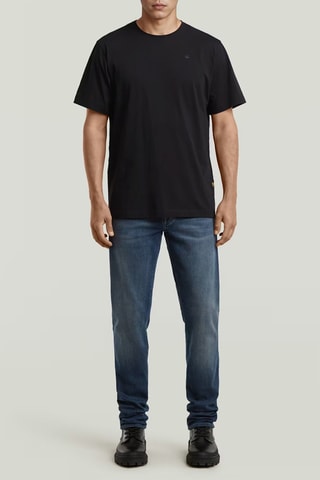 T-shirt regular em algodão biológico Essential Raw Neck - Preto