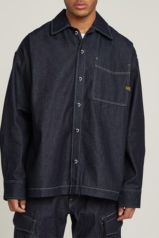 Sobrecamisa oversize Boxy Fit - Azul-escuro