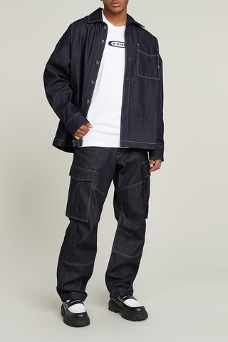 Sobrecamisa oversize Boxy Fit - Azul-escuro