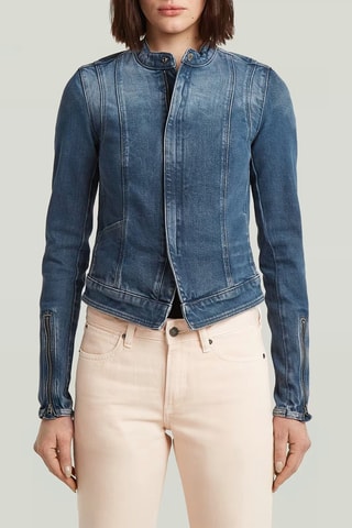 Casaco slim de ganga Lynn Zip Grip - Azul-escuro