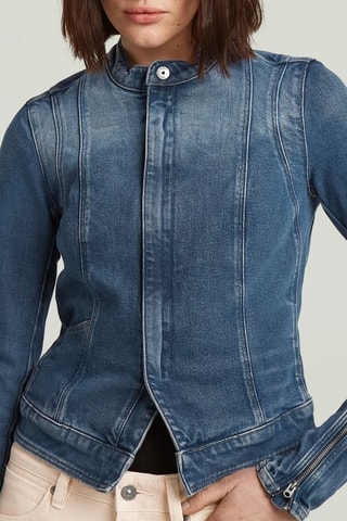 Casaco slim de ganga Lynn Zip Grip - Azul-escuro