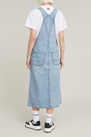Vestido-jardineiras regular em ganga Midi Dungaree - Azul-claro