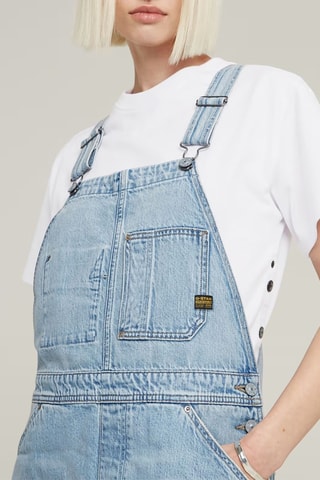 Vestido-jardineiras regular em ganga Midi Dungaree - Azul-claro