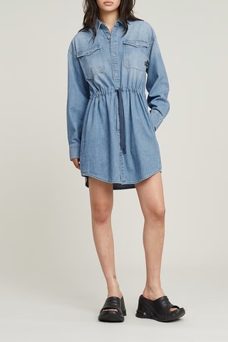 Vestido-camisa loose de ganga Relaxed Drawcord - Azul-claro