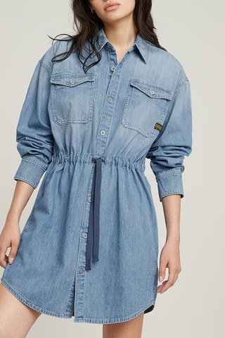 Vestido-camisa loose de ganga Relaxed Drawcord - Azul-claro