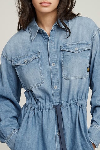 Vestido-camisa loose de ganga Relaxed Drawcord - Azul-claro