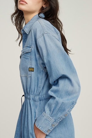 Vestido-camisa loose de ganga Relaxed Drawcord - Azul-claro