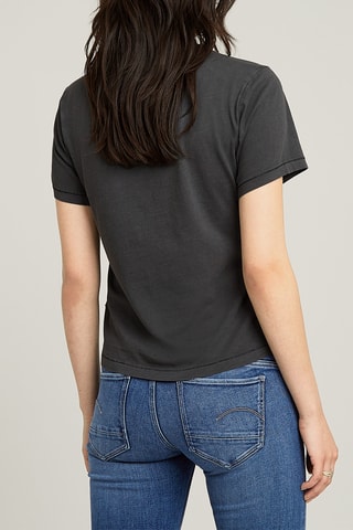 T-shirt regular em algodão biológico Overdyed front seam - Preto