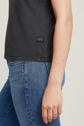 T-shirt regular em algodão biológico Overdyed front seam - Preto
