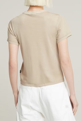 T-shirt regular em algodão biológico Overdyed front seam - Bege