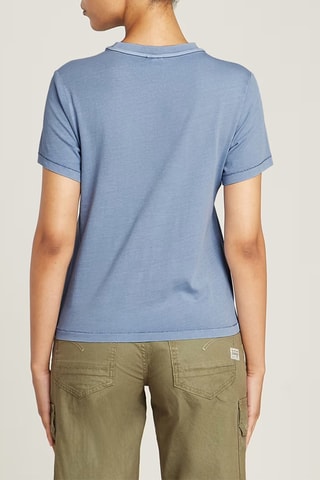 T-shirt regular em algodão biológico Overdyed front seam - Azul