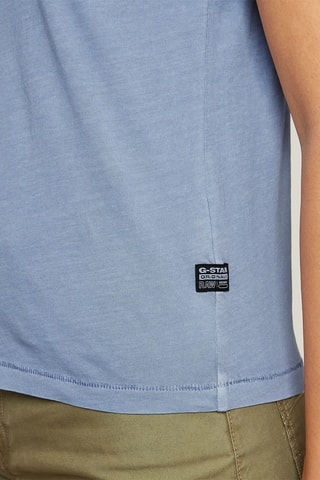 T-shirt regular em algodão biológico Overdyed front seam - Azul