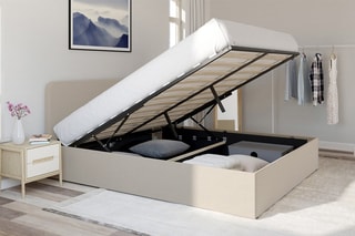 Cama com arrumação e sommier Louise - Bege