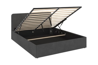 Cama com arrumação e sommier Louise - Cinzento