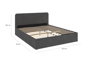 Cama com arrumação e sommier Louise - Cinzento