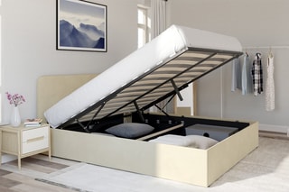 Cama com arrumação e sommier Louise - Bege