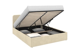 Cama com arrumação e sommier Louise - Bege