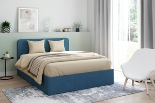 Cama com arrumação e sommier Louise - Azul-pato