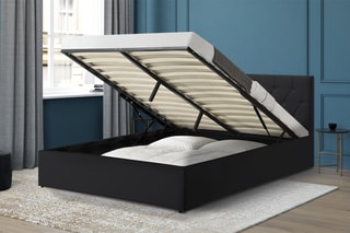 Cama com arrumação e sommier Hannah - Preto