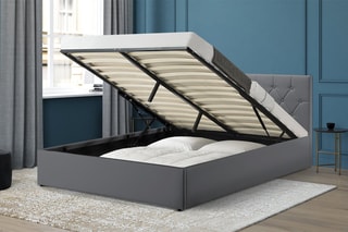 Cama com arrumação e sommier Austin - Cinzento