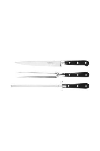Coffret de madeira com 3 utensílios de corte de aço inoxidável Sabatier Trompette