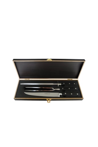 Coffret de madeira com 3 utensílios de corte de aço inoxidável Sabatier Trompette