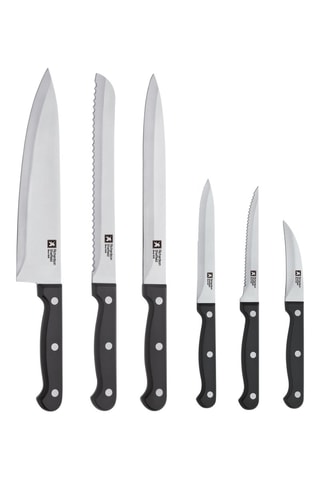 Bloco de 6 facas em aço inoxidável Artisan