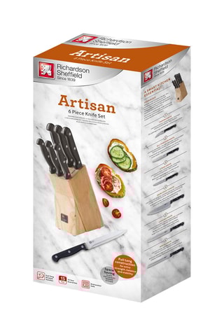 Bloco de 6 facas em aço inoxidável Artisan