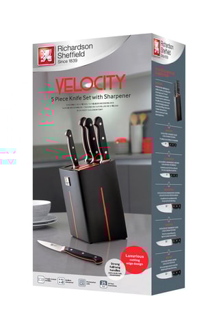 Bloco de 5 facas em aço inoxidável Velocity