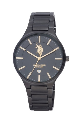 Stalen Quartz Horloge Zwart en Geel