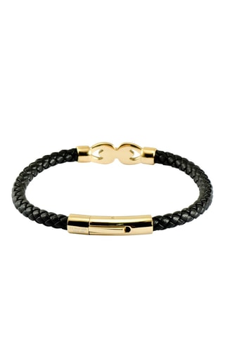 Armband Leer en Doublé Geelgoud
